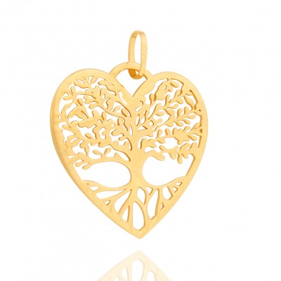 Pingente Em Ouro 18k Árvore Da Vida Coração